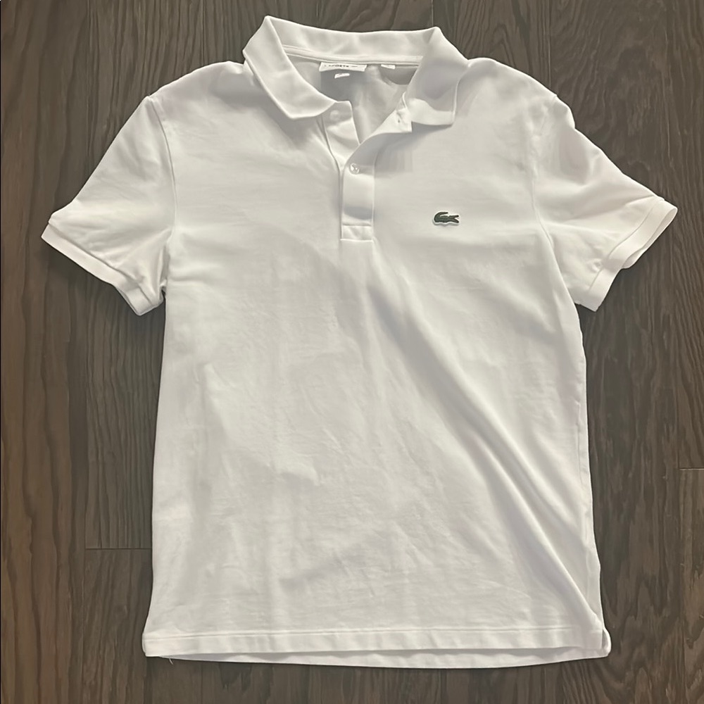 Men’s white Lacoste polo slim fit